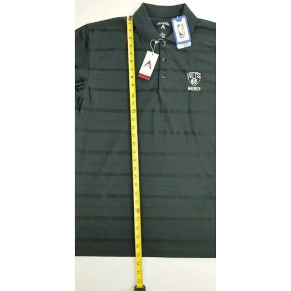 Antigua Size Medium Men's NBA Brooklyn Nets Black Short Sleeve Desert Dry Polo - Picture 14 of 15